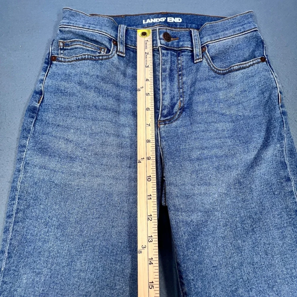 Lands' End Blue Jeans Straight Leg Stretch Denim Womens Size 4 533625 - Picture 8 of 10